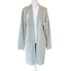 Forever 21 Gray Fuzzy Knit Cardigan Duster Open Front M